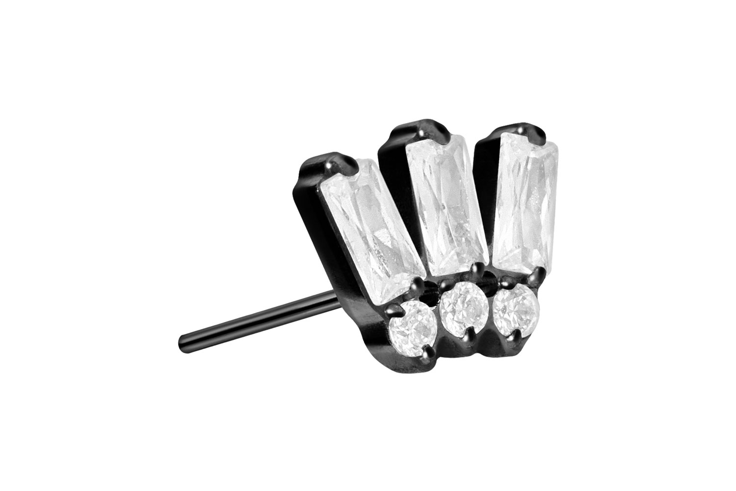 Titan Aufsatz mit Push Pin 6 EINGEFASSTE KRISTALLE von Piercingline